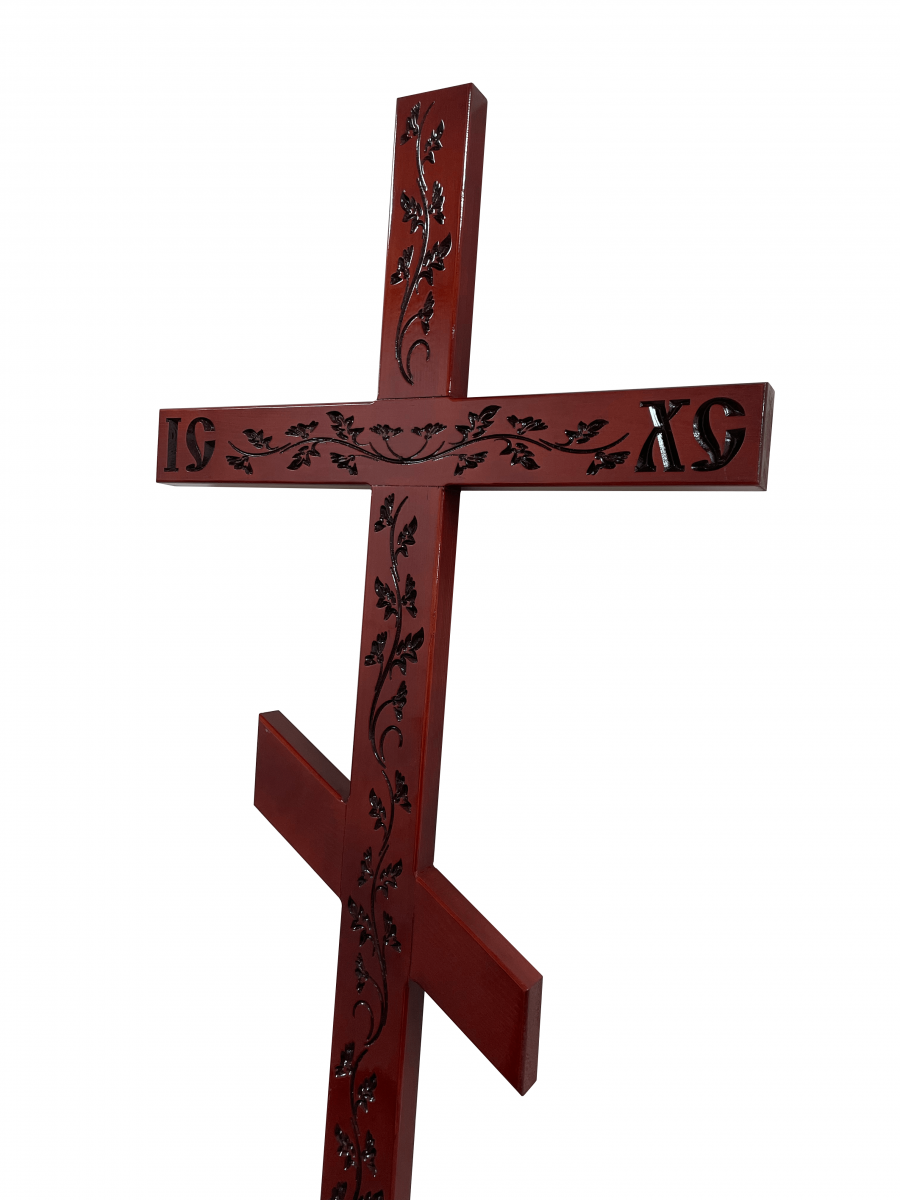 Крест мод. 47, православный шестиконечный резной лакированный 2000х85