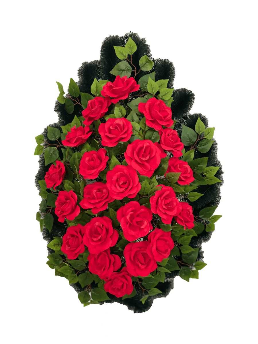 Траурный венок из красных роз, большой РВБ 45 т.11